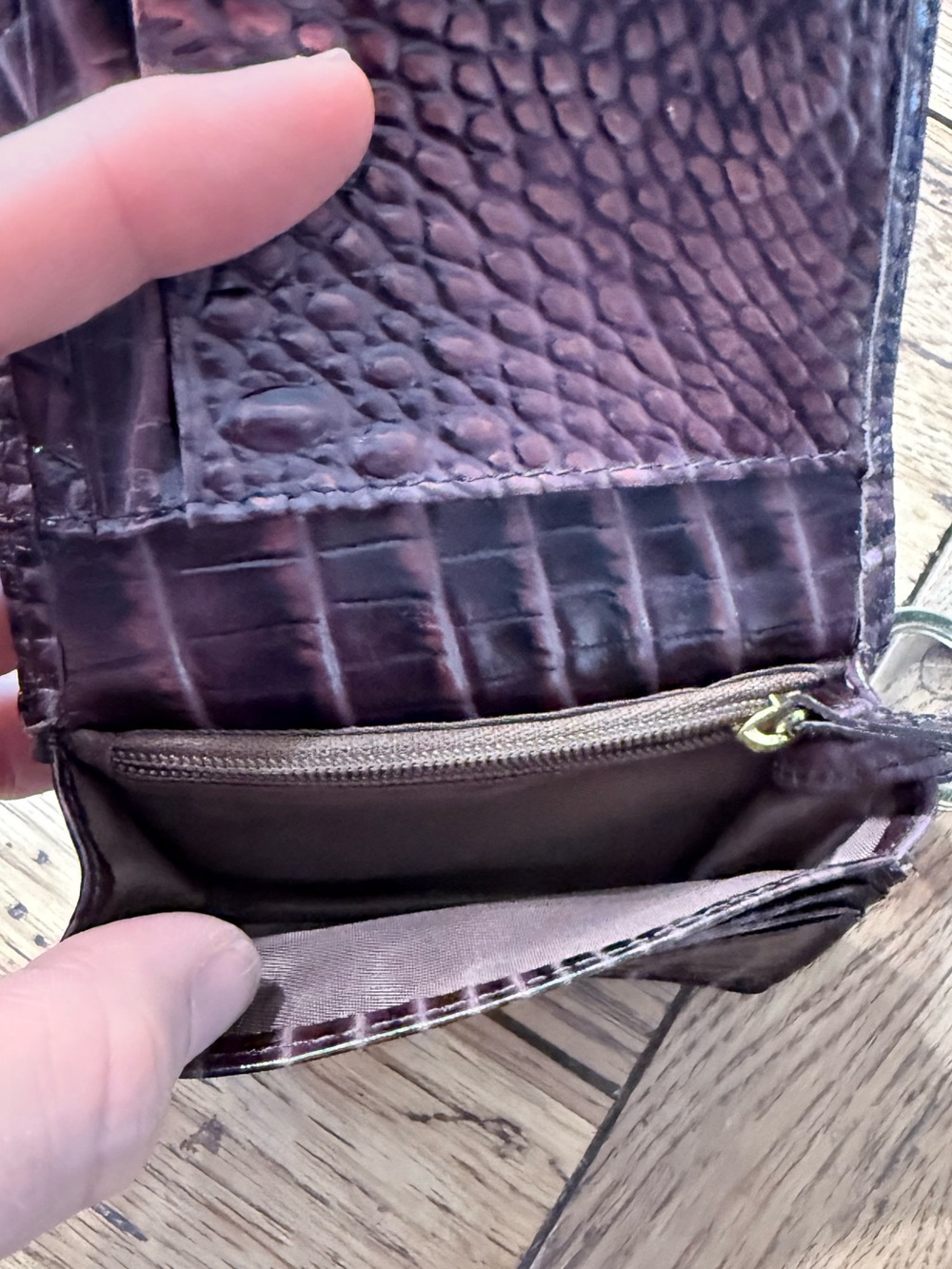 Brahmin Plum Croc-Embossed Leather Key Ring Wallet - Picture 5 of 10